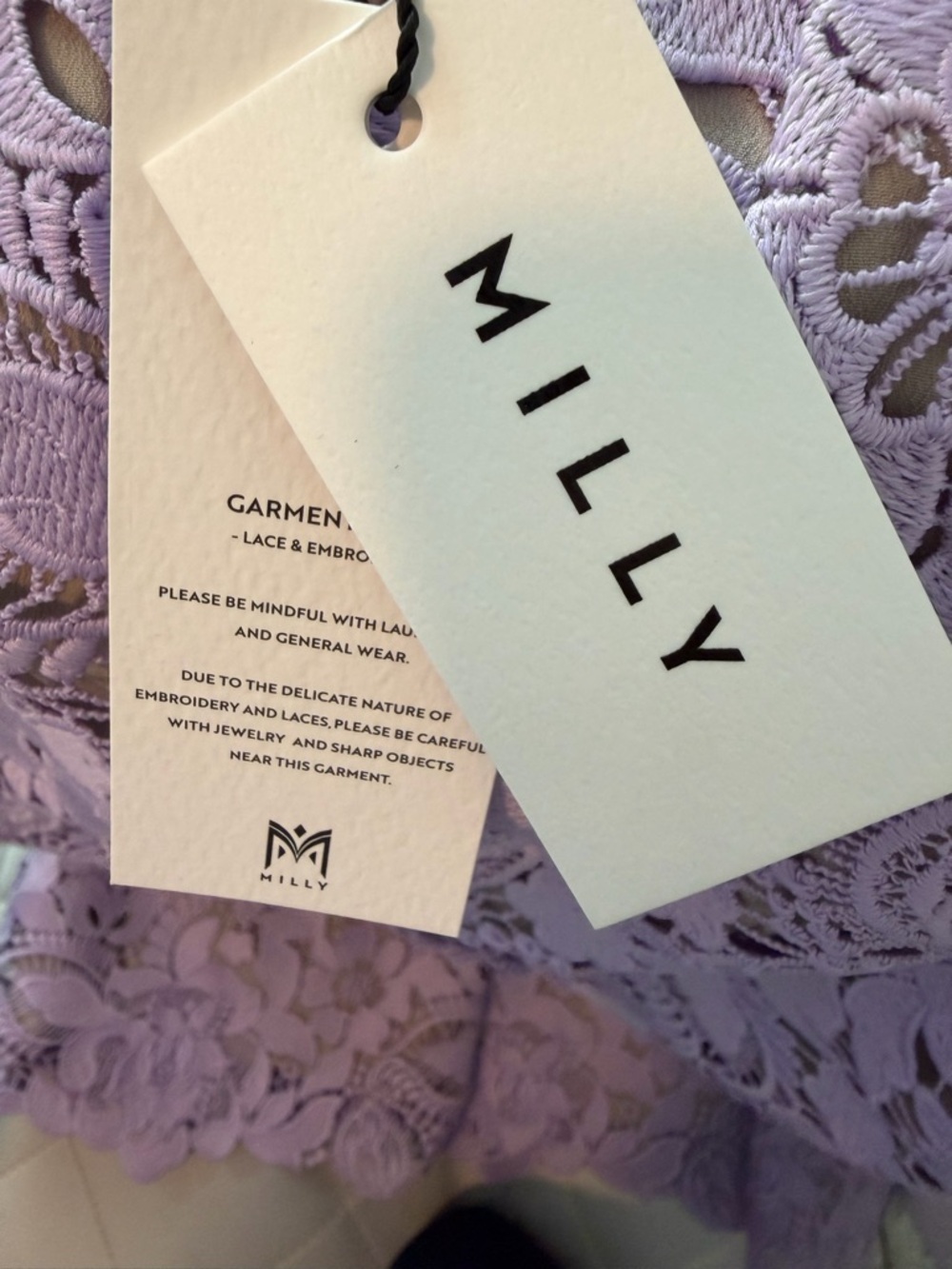 NWT MILLY 3D Garden Lace Sleeveless Mini Dress in Lilac, Size 6 - Picture 13 of 13